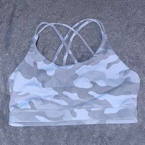 Lululemon blue/ grey camo sports bra dupe